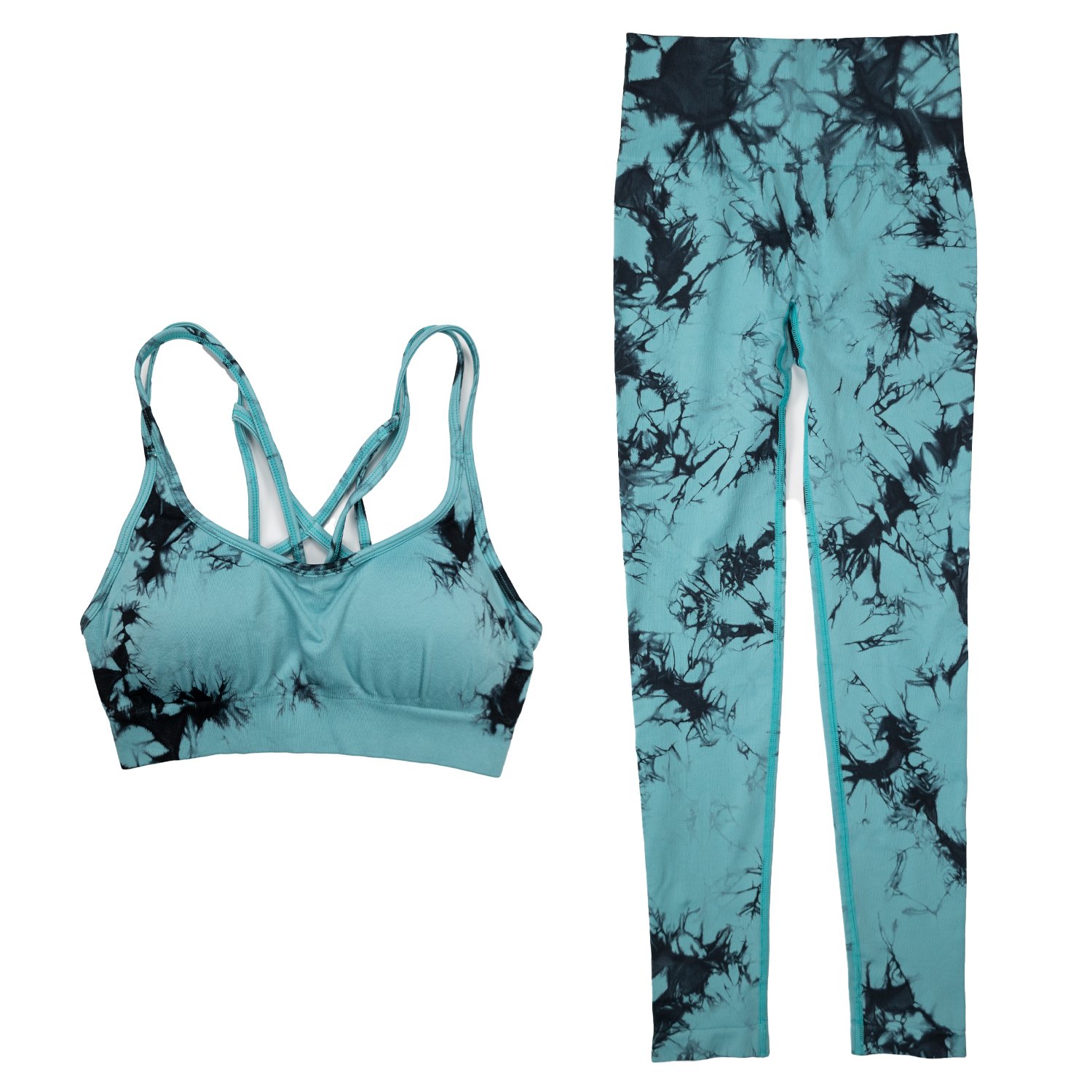 Custom Wholesale Manufacturer Fitness Yoga Set Cross Back Sports Bra Leggings Tie Dye set