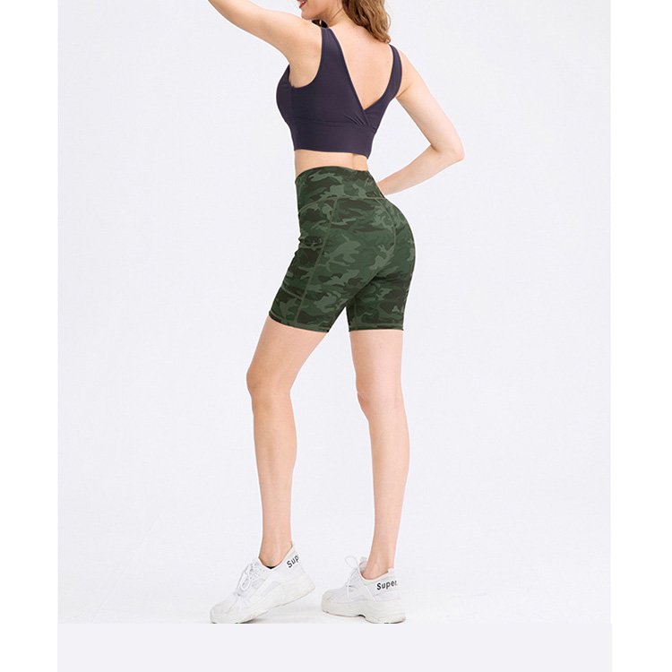 Customizable-Women's-Printed-Shorts-with-Pockets-green-back-model