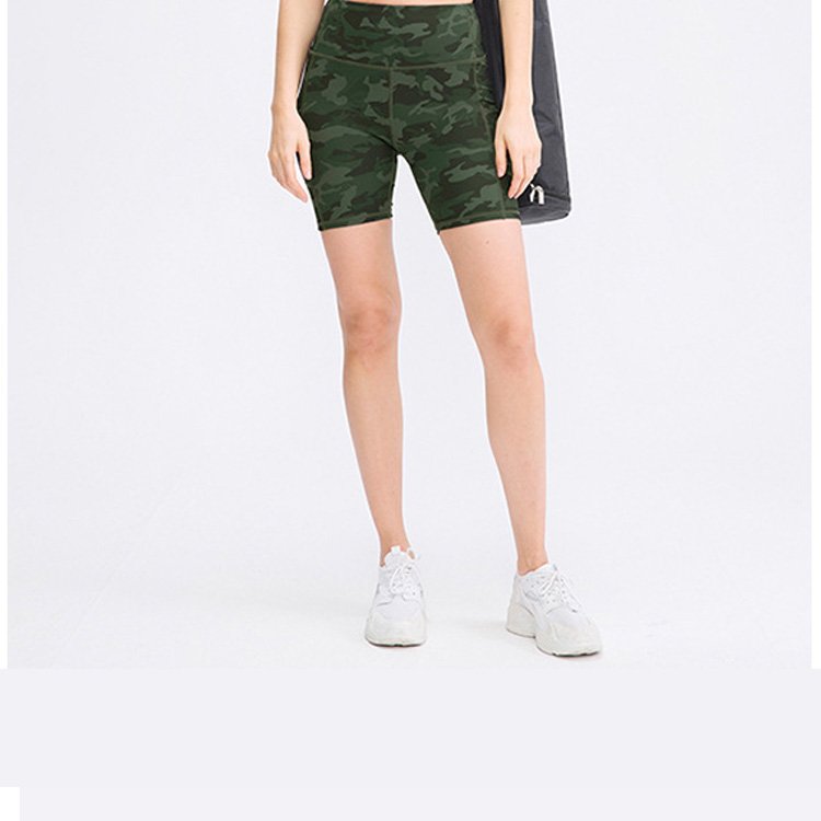 Customizable-Women's-Printed-Shorts-with-Pockets-green-front