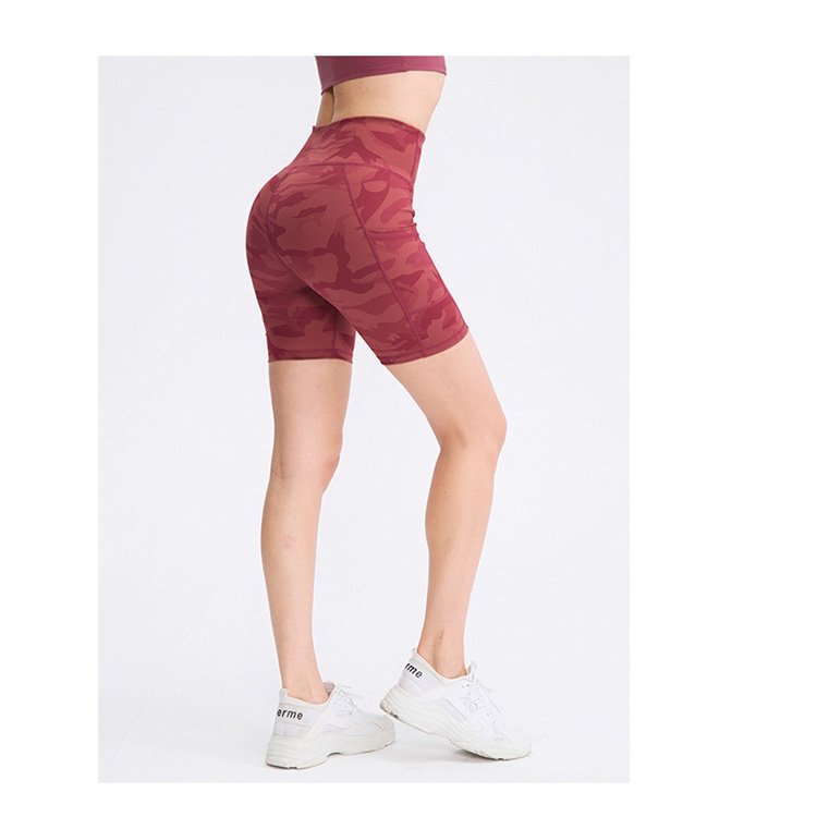 Customizable-Women's-Printed-Shorts-with-Pockets-red-model-back