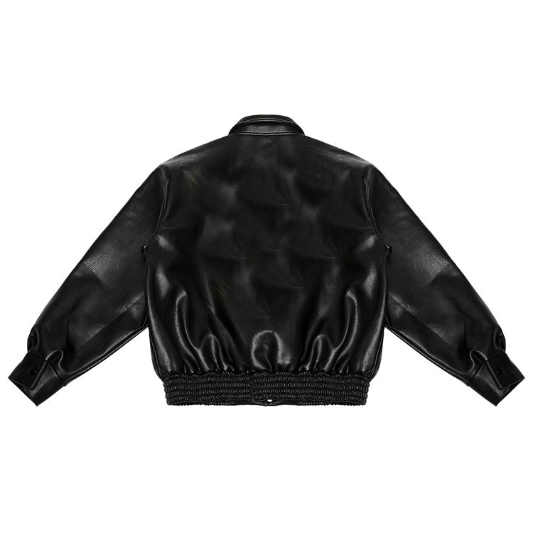 Metro Leather Baseball Bomber Varsity Jacket black back