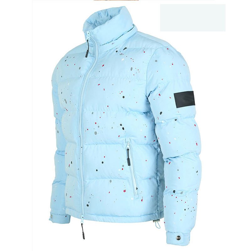 Premium-Custom-Men's-Puffer-Jacket-with-Bubble-Print-Logo-blue-side--Winter-Outdoor-Jacket-Manufacturer