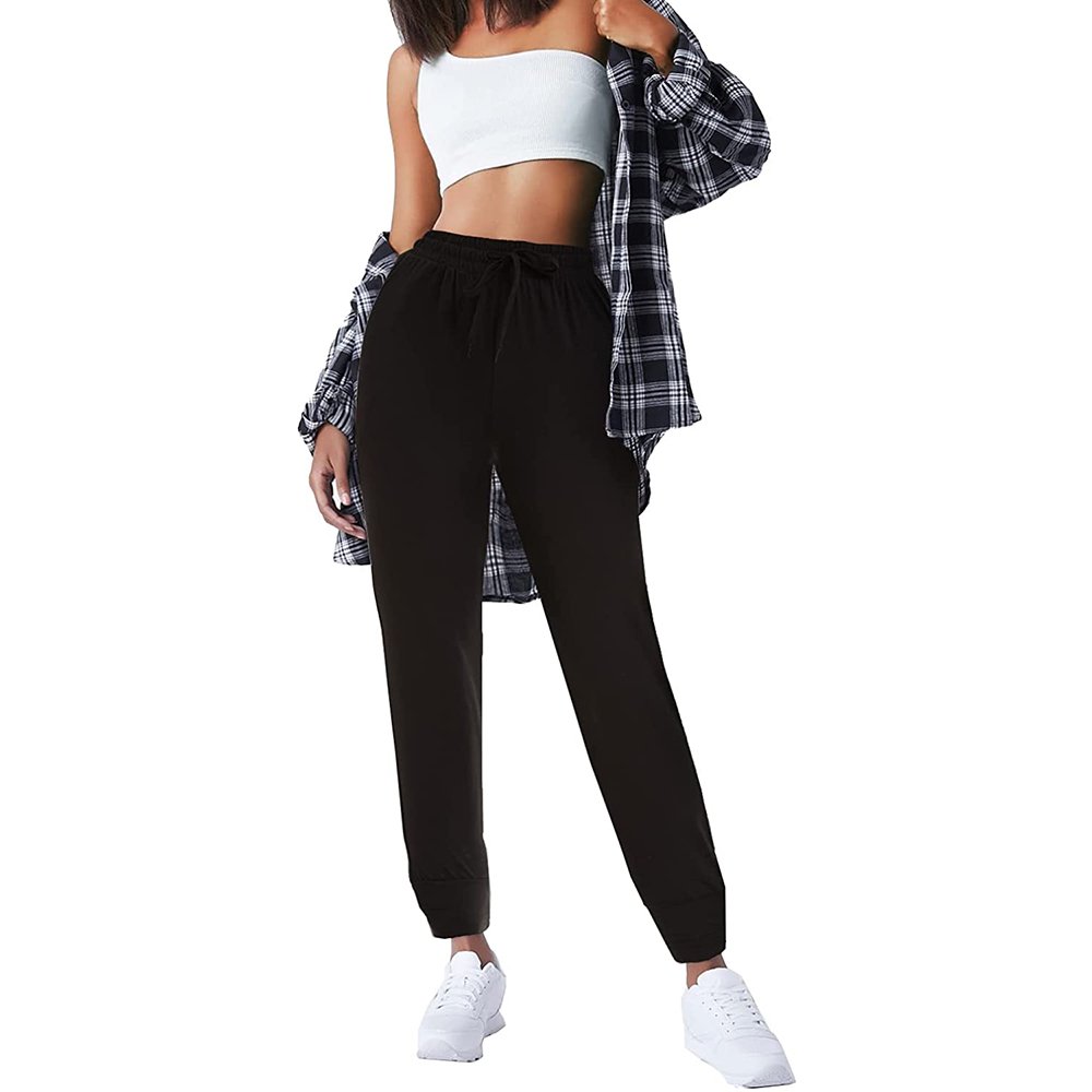 Wholesale Comfy Custom Logo Sweatpants for Women Pants with Pockets black
