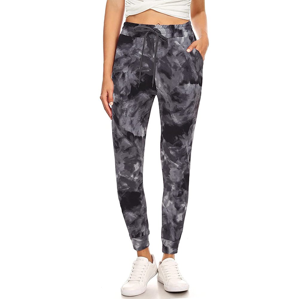 Wholesale Comfy Custom Logo Sweatpants for Women Pants with Pockets gray marble