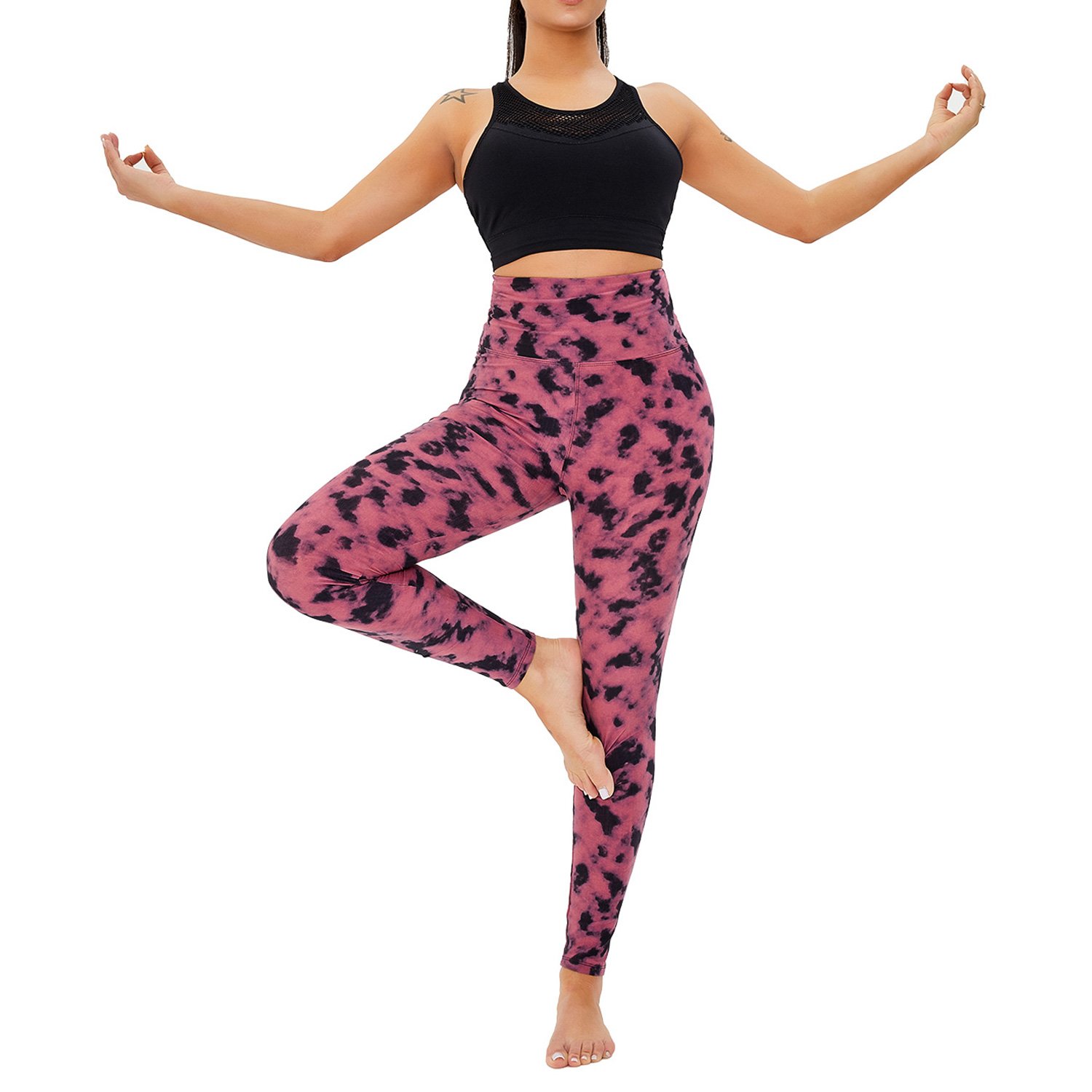 Wholesale-tie-dye-custom-logo-Legging-front-model